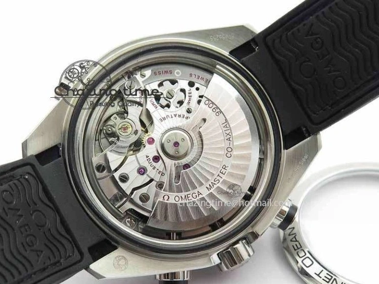 0217 Tailored Planet Ocean Master Chronometer SS OM 1:1 Best Edition Black Dial On Leather Strap A 8173